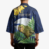 Kakapo New Zealand Personalised Kimono Kowhai Flower Silver Fern Maori Pattern