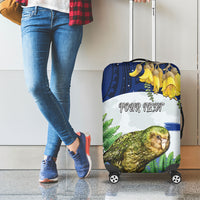 Kakapo New Zealand Personalised Luggage Cover Kowhai Flower Silver Fern Maori Pattern