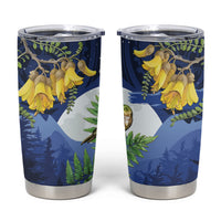 Kakapo New Zealand Personalised Tumbler Cup Kowhai Flower Silver Fern Maori Pattern