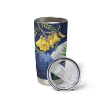 Kakapo New Zealand Personalised Tumbler Cup Kowhai Flower Silver Fern Maori Pattern