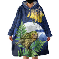 Kakapo New Zealand Personalised Wearable Blanket Hoodie Kowhai Flower Silver Fern Maori Pattern LT22 - Polynesian Pride