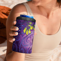 New Zealand Tui Bird Matariki 4 in 1 Can Cooler Tumbler Kowhai Flower Silver Fern Galaxy Maori Pattern