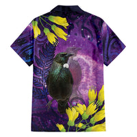 New Zealand Tui Bird Matariki Family Matching Long Sleeve Bodycon Dress and Hawaiian Shirt Kowhai Flower Silver Fern Galaxy Maori Pattern LT22 - Polynesian Pride