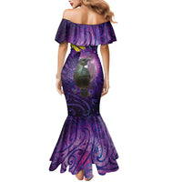 New Zealand Tui Bird Matariki Mermaid Dress Kowhai Flower Silver Fern Galaxy Maori Pattern LT22 - Polynesian Pride