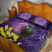 New Zealand Tui Bird Matariki Quilt Bed Set Kowhai Flower Silver Fern Galaxy Maori Pattern