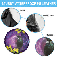 New Zealand Tui Bird Matariki Spare Tire Cover Kowhai Flower Silver Fern Galaxy Maori Pattern LT22 - Polynesian Pride