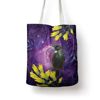 New Zealand Tui Bird Matariki Tote Bag Kowhai Flower Silver Fern Galaxy Maori Pattern