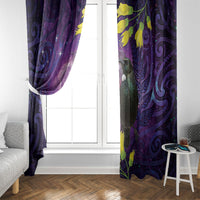 New Zealand Tui Bird Matariki Window Curtain Kowhai Flower Silver Fern Galaxy Maori Pattern