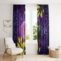 New Zealand Tui Bird Matariki Window Curtain Kowhai Flower Silver Fern Galaxy Maori Pattern