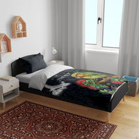 New Zealand Kakapo Matariki Personalised Bedding Set Pohutukawa Flower Galaxy Maori Pattern