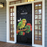 New Zealand Kakapo Matariki Personalised Door Cover Pohutukawa Flower Galaxy Maori Pattern