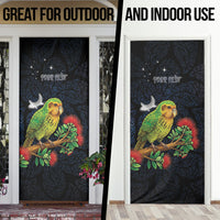 New Zealand Kakapo Matariki Personalised Door Cover Pohutukawa Flower Galaxy Maori Pattern