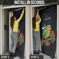 New Zealand Kakapo Matariki Personalised Door Cover Pohutukawa Flower Galaxy Maori Pattern