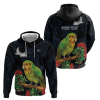 New Zealand Kakapo Matariki Personalised Hoodie Pohutukawa Flower Galaxy Maori Pattern