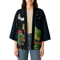 New Zealand Kakapo Matariki Personalised Kimono Pohutukawa Flower Galaxy Maori Pattern