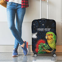 New Zealand Kakapo Matariki Personalised Luggage Cover Pohutukawa Flower Galaxy Maori Pattern