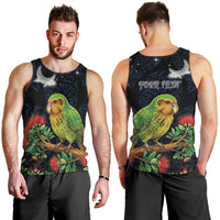 New Zealand Kakapo Matariki Personalised Men Tank Top Pohutukawa Flower Galaxy Maori Pattern