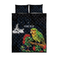 New Zealand Kakapo Matariki Personalised Quilt Bed Set Pohutukawa Flower Galaxy Maori Pattern