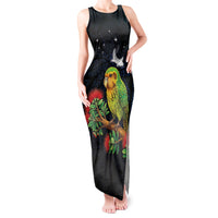 New Zealand Kakapo Matariki Personalised Tank Maxi Dress Pohutukawa Flower Galaxy Maori Pattern
