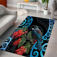 Tui Bird Kakabeak New Zealand Area Rug Clianthus Galaxy Maori Koru Pattern