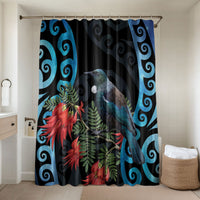 Tui Bird Kakabeak New Zealand Bathroom Set Clianthus Galaxy Maori Koru Pattern