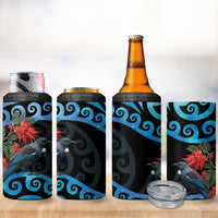 Tui Bird Kakabeak New Zealand 4 in 1 Can Cooler Tumbler Clianthus Galaxy Maori Koru Pattern