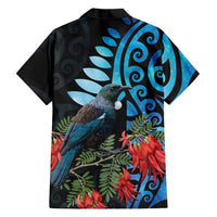 Tui Bird Kakabeak New Zealand Family Matching Off Shoulder Short Dress and Hawaiian Shirt Clianthus Galaxy Maori Koru Pattern LT22 - Polynesian Pride