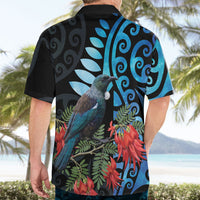 Tui Bird Kakabeak New Zealand Hawaiian Shirt Clianthus Galaxy Maori Koru Pattern