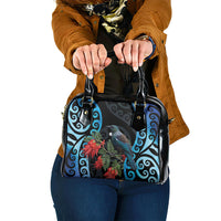 Tui Bird Kakabeak New Zealand Shoulder Handbag Clianthus Galaxy Maori Koru Pattern