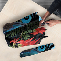 Tui Bird Kakabeak New Zealand Umbrella Clianthus Galaxy Maori Koru Pattern