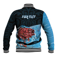 Personalised Snapper Fishing New Zealand Baseball Jacket Tamure Fish Hook Maori Pattern