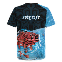 Personalised Snapper Fishing New Zealand Rugby Jersey Tamure Fish Hook Maori Pattern