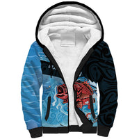 Personalised Snapper Fishing New Zealand Sherpa Hoodie Tamure Fish Hook Maori Pattern