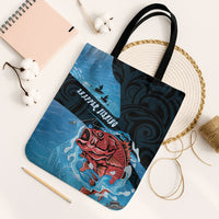 Snapper Fishing New Zealand Tote Bag Tamure Fish Hook Maori Pattern