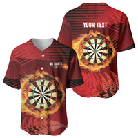 Personalised Darts New Zealand Baseball Jersey Silver Fern Red Color
