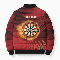 Personalised Darts New Zealand Bomber Puffer Jacket Silver Fern Red Color