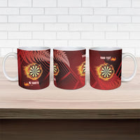 Personalised Darts New Zealand Ceramic Mug Silver Fern Red Color