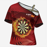 Personalised Darts New Zealand Cross Shoulder Shirt Silver Fern Red Color