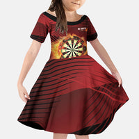 Personalised Darts New Zealand Family Matching Tank Maxi Dress and Hawaiian Shirt Silver Fern Red Color LT22 Daughter's Dress Red - Polynesian Pride