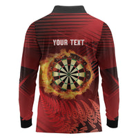 Personalised Darts New Zealand Long Sleeve Polo Shirt Silver Fern Red Color