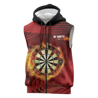 Personalised Darts New Zealand Sleeveless Zip Hoodie Silver Fern Red Color