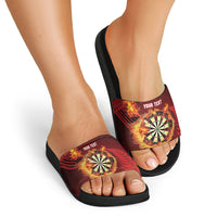 Personalised Darts New Zealand Slide Sandals Silver Fern Red Color