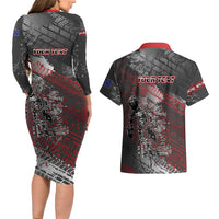 Personalised Cycling New Zealand Couples Matching Long Sleeve Bodycon Dress and Hawaiian Shirt Aotearoa Pride Sportswear LT22 - Polynesian Pride