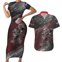 Personalised Cycling New Zealand Couples Matching Short Sleeve Bodycon Dress and Hawaiian Shirt Aotearoa Pride Sportswear LT22 Red - Polynesian Pride