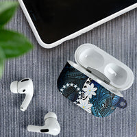 Cook Islands Maori Language Week AirPods Case Tiare Maori Kuki Airani Blue Pattern