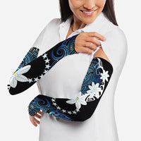 Cook Islands Maori Language Week Arm Sleeves Tiare Maori Kuki Airani Blue Pattern