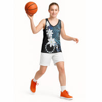 Cook Islands Maori Language Week Basketball Jersey Tiare Maori Kuki Airani Blue Pattern