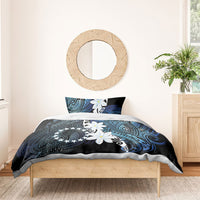 Cook Islands Maori Language Week Bedding Set Tiare Maori Kuki Airani Blue Pattern