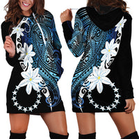 Cook Islands Maori Language Week Hoodie Dress Tiare Maori Kuki Airani Blue Pattern