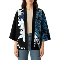 Cook Islands Maori Language Week Kimono Tiare Maori Kuki Airani Blue Pattern